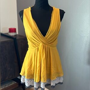 NWT Naked Zebra yellow blouse  - Small